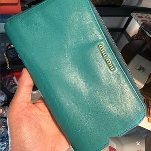 Miu Miu Turquoise Leather Wallet
